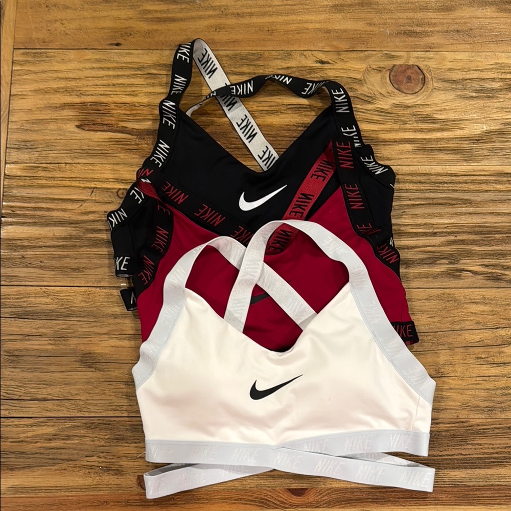 Nike Sports Bra Set - Black, Red, and White